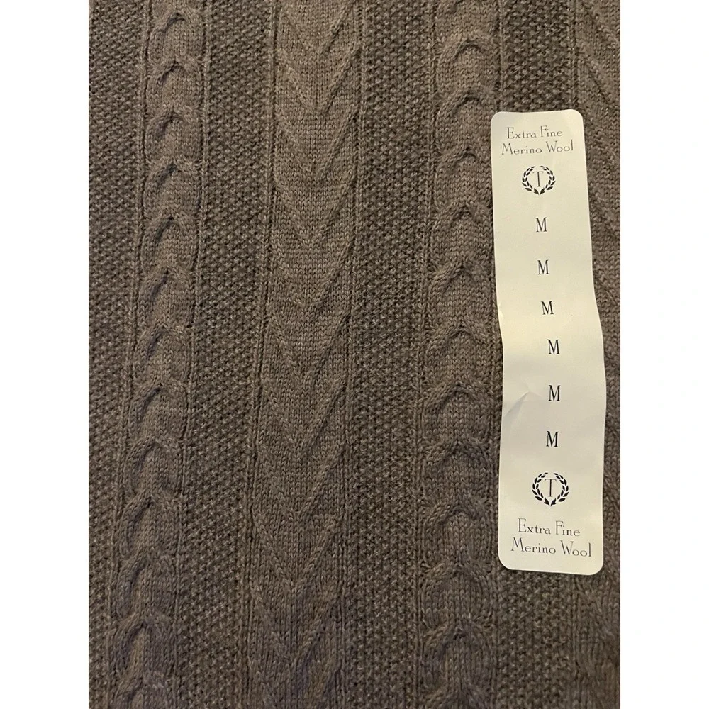 Turnbury Merino Wool V-Neck Pullover Knit Sweater Brown Medium New NWT JBHS